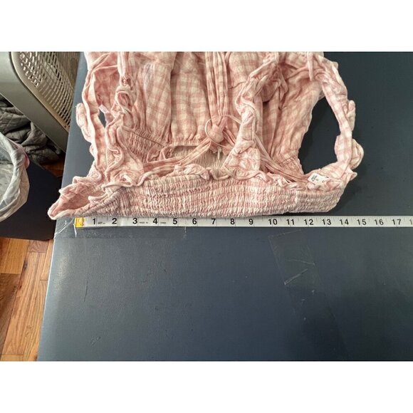 Pink Gingham Ruffled Smocked Dress By Mable Small Cottacore feminine - Picture 5 of 8